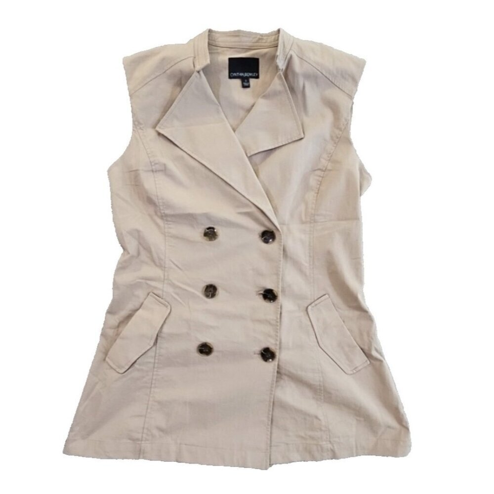 Cynthia Rowley Working Vest Women's Size Small‎ Tan Sleeveless Pockets EUC